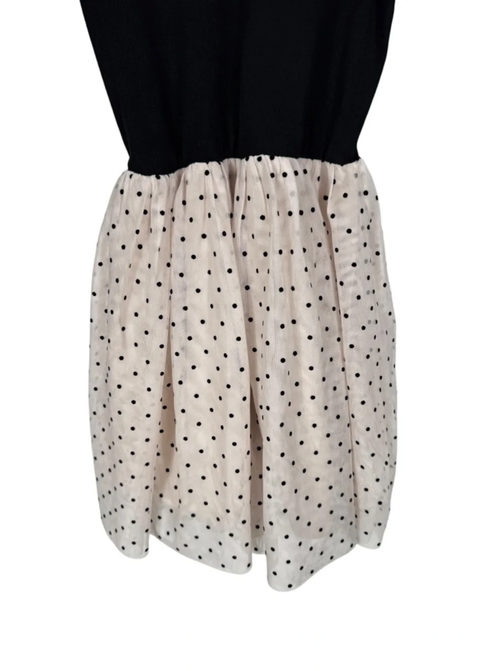NWT Gap Kids Mixed Media Dress, Black Dots, Size XL (12)